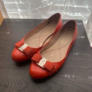 SALVATORE FERRAGAMO Varina Leather Flat Orange
